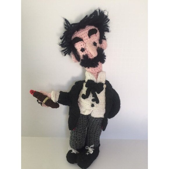 Vintage Groucho Marx Doll Crocheted Handmade Cigar And Formal Tails - Picture 8 of 10